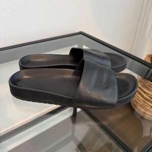 VINCE Women’s Gavin Black Leather Slide Sandals Size US10/EU40